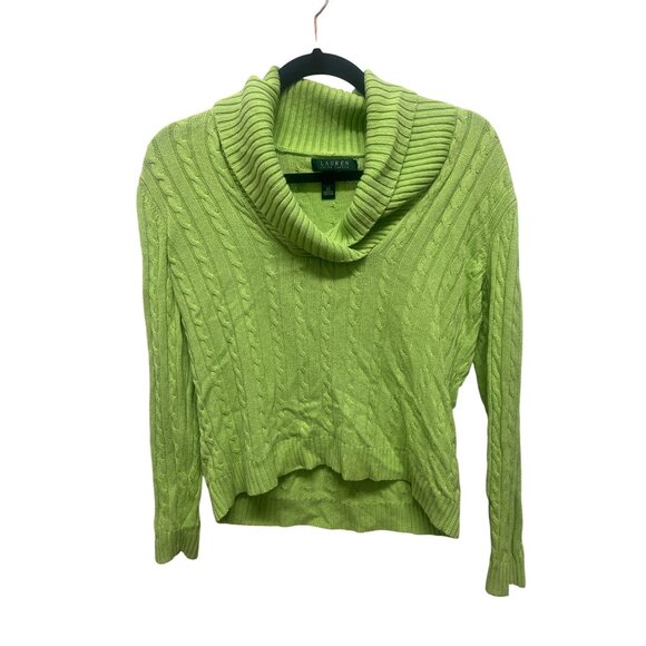 Lauren Ralph Lauren Lime Green Cable Knit Sweater M - Picture 1 of 5